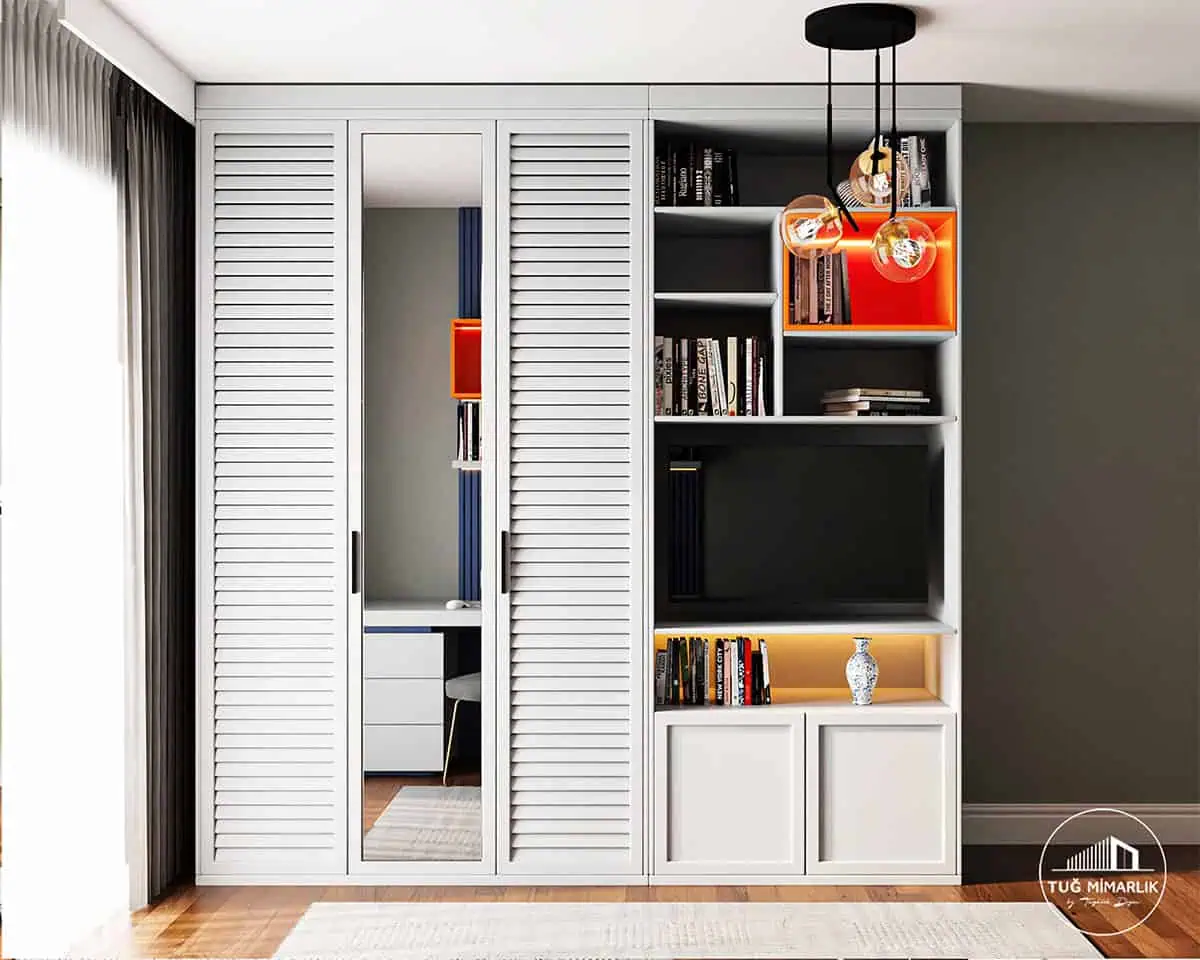 Dilman Modern genç erkek odası dolap, tv ünitesi ve raf sistemi